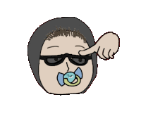 a cartoon of a baby with a pacifier in his mouth