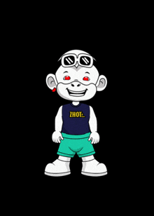 a cartoon character is wearing sunglasses and a shirt that says zhot