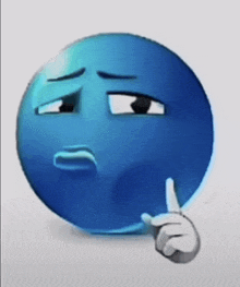 a blue smiley face with a hand pointing