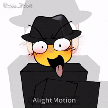 a drawing of a cartoon character with the words alight motion written below it