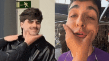 a man making a funny face next to another man making a funny face