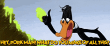 a picture of a cartoon character with the words hey porkman what do you make of all this