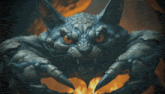 a close up of a monster with a cat 's head