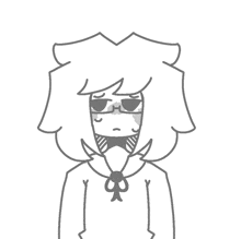 a black and white drawing of a person wearing sunglasses