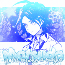 a drawing of a girl with the words " quiero mucho a masha " written below it