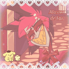 a cartoon drawing of alastor de iru with a pompompurin