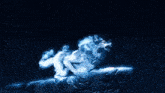 a wolf with blue flames coming out of it 's fur