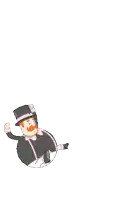 a man with a top hat and mustache is holding a yellow umbrella