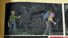 a cartoon drawing of a man and woman walking in the rain