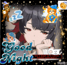 a picture of a girl says good night