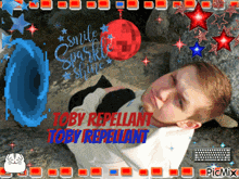 a picture of a young man with the name toby repellent on it