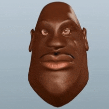 a 3d model of a black man 's face with a big head and a big smile .