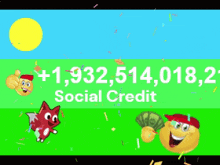 a cartoon of a cat holding a balloon and a smiley face holding a dollar bill