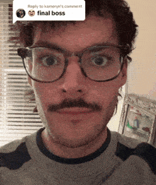 a man with glasses and a mustache says final boss