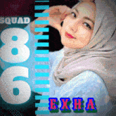 a woman in a hijab is standing in front of a sign that says squad 6