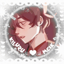 a drawing of a boy with the name kikuzu meik on it