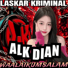 a picture of a girl with the name alk dian on the bottom