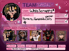 a drawing of a person with the name team crystals on it