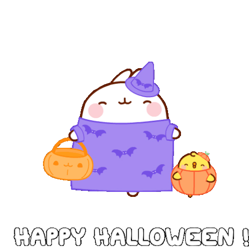 Happy Halloweeen Molang Sticker - Happy Halloweeen Molang Piu Piu Stickers