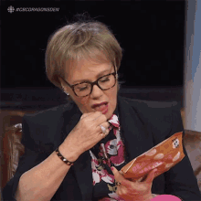 Eating Arlene Dickinson GIF - Eating Arlene Dickinson Dragons Den GIFs