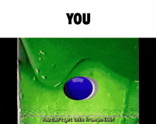 a picture of a green liquid with a blue ball in it and the words you can 't get this from an egg