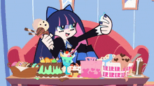a cartoon character is taking a selfie with a box that says ' iriri ' on it