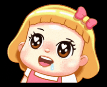 a cartoon girl with a pink bow on her head crying