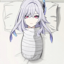 a drawing of a girl wrapped in a white cloth
