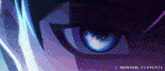a close up of a person 's eye with neon rain written on the bottom right