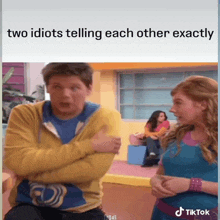two idiots telling each other exactly on a tik tok
