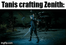 a screenshot of a video game with the words " tanis crafting zenith "