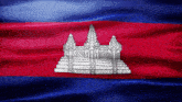 the flag of cambodia has a white castle on it