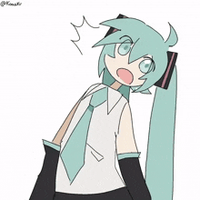 a drawing of hatsune miku with the name koashi written on the bottom right