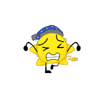 a cartoon drawing of a sun wearing a nightcap