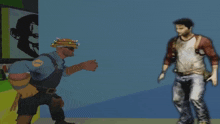 a cartoon of a man holding a gun with a flame coming out of the gun