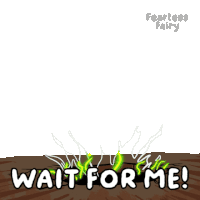 a cartoon of a fairy holding a wand and the words " wait for me "