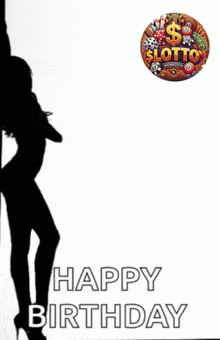 a birthday card with a silhouette of a woman and the words " happy birthday "