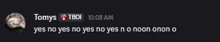a screenshot of a message from tomys tboi