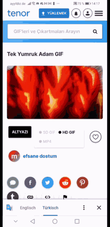 a screen shot of a website called tenor with a gif on it