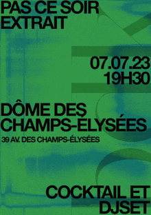 a poster for a cocktail and dj set at dome des champs-elysees