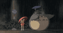 下雨，龙猫，千与千寻 GIF - Chinchilla Totoro Rain GIFs