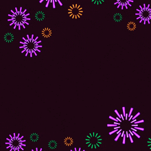 a purple background with colorful fireworks and arabic writing on it