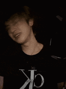 a blurry picture of a man 's face with his eyes closed .