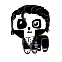 a drawing of a skull with a cross on his jacket
