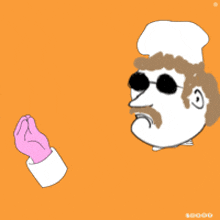 a cartoon of a man wearing sunglasses and a chef hat