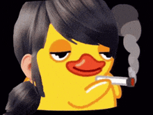 a duck smoking a cigarette with smoke coming out of its mouth