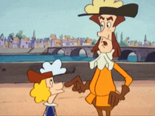 a cartoon of a man pointing at another man