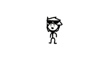a stick figure with sunglasses and a bandage on his head