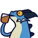 a cartoon of a dragon drinking from a glass