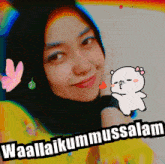 a picture of a woman with a bear and the words waallaikummussalah